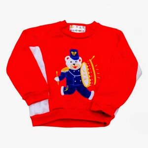 Vintage 80s Goldenwood Marching Band Bear Sweatshirt Red Toddler 18M